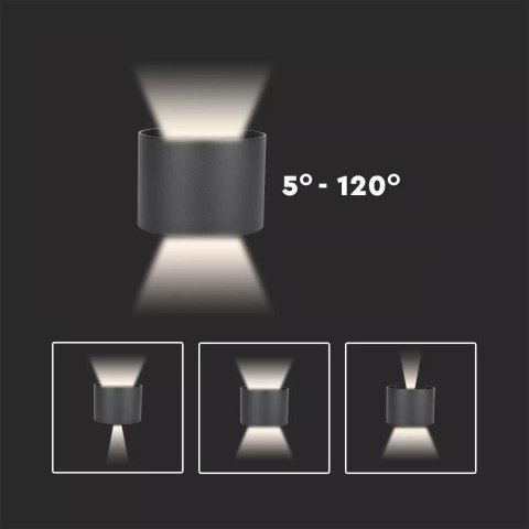 Oprawa Ścienna 6W V-TAC Góra Dół Regulowana Biały Okrągły IP65 Bridgelux VT-756-W 3000K 700lm