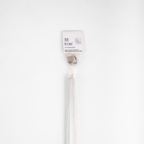 Profil Aluminiowy V-TAC 2mb Anodowany, Klosz Mleczny, Kątowy VT-8109