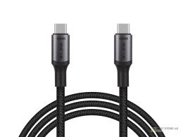 66-159# Przyłącze usb-c - usb-c 2.0 1,0m czarne plecionka 100w