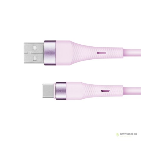 Kabel USB - USB typu C 1 m silikonowy różowy Kruger&Matz Basic Kabel USB - USB typu C 1 m silikonowy różowy Kruger&Matz Basic