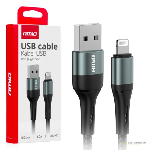 Kabel do ładowania usb-a - lightning iphone 3a 100cm fulllink amio-03913 Kabel do ładowania usb-a - lightning iphone 3a 100cm fulllink amio-03913