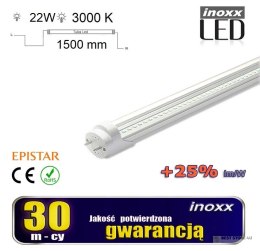 Świetlówka led 150cm 22w t8 3000k g13 ciepła przezroczysta dwustronna