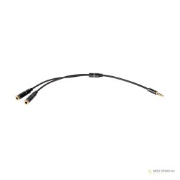 Adapter wt.Jack 3.5 4polowy-2xJack 3.5 stereo 20cm HQ złote końcówki