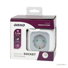 Przedłużacz 4 krotny 2P+Z (schuko), ładowarka 2xUSB, 1,4m H05VV-F 3x1,5mm?, szaro-biały