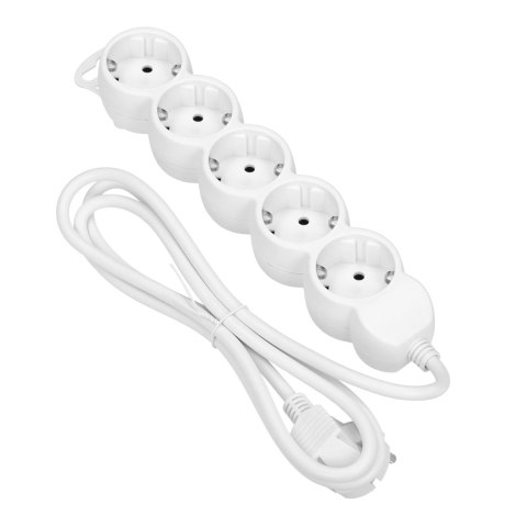 Przedłużacz 5-krotny 2P+Z (schuko), 1,5m H05VV-F 3x1,0mm?, Imax=10A, biały