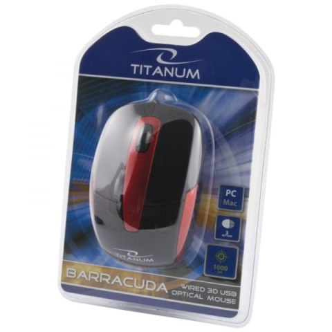 TM108K Mysz przewodowa 3D optyczna USB Barracuda czarna Titanum