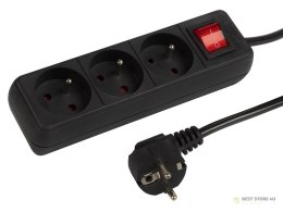 98-072# Przedłużacz sieciowy pr-370wsp 3-gniazda z uziemieniem+wyłącznik 2m czarny 3x1,5mm