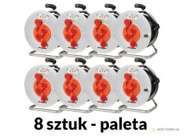 98-097# Przedłużacz sieciowy pr-61 4-gniazda z uziemieniem 50m bęben metalowy 3x2,5mm 8-pak