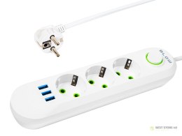 98-216# Przedłużacz sieciowy ps-320 3-gniazda 3xusb 2m biały 2x1mm