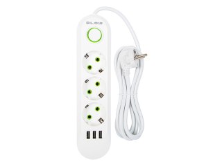 PS-320 3-socketový napájecí adaptér 3xusb 2m bílý 2x1mm