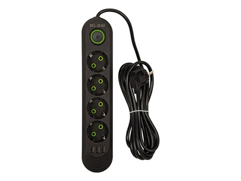 Przedłużacz sieciowy ps-430 4-gniazda 3xusb 3m czarny 2x1mm
