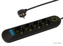 98-222# Przedłużacz sieciowy ps-450 4-gniazda 3xusb 5m czarny 2x1mm