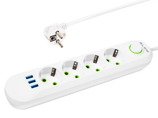 PS-420 4-socketový prodlužovací kabel 3xusb 2m bílý 2x1mm