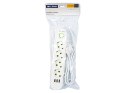 PS-420 4-socket power extension cable 3xusb 2m white 2x1mm