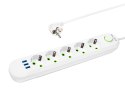 Przedłużacz sieciowy ps-520 5-gniazd 3xusb 2m biały 2x1mm