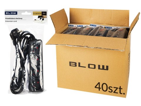 Przedłużacz sieciowy pr-470p 4-gniazda z uziemieniem 3m czarny 3x1,5mm opakowanie