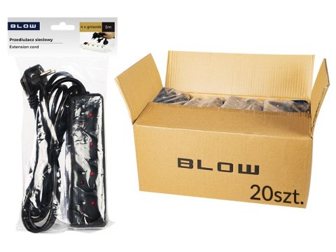 Mains extension cable pr-470p 4-sockets with grounding 5m black 3x1.5mm packaging