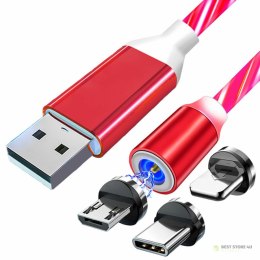 KK21W Magnetyczny kabel 3 w 1 led red