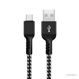 Kabel USB C Maclean, wspierający Fast Charge, przesył danych, 2.4A, 5V/2.4A, czarny, dł. 2m, MCE482