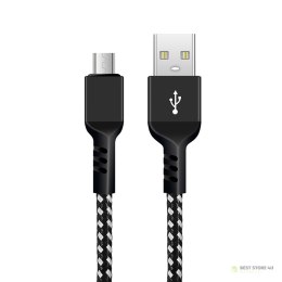 Kabel micro USB Maclean, Wspierający Fast Charge 2.4A, Przesył danych, 5V/2.4A, Czarny, Dł. 2m, MCE483