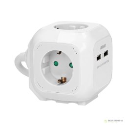 Przedłużacz 4 krotny 2P+Z (Schuko), ładowarka 2xUSB, 1,4m H05VV-F 3x1,5mm2, biały