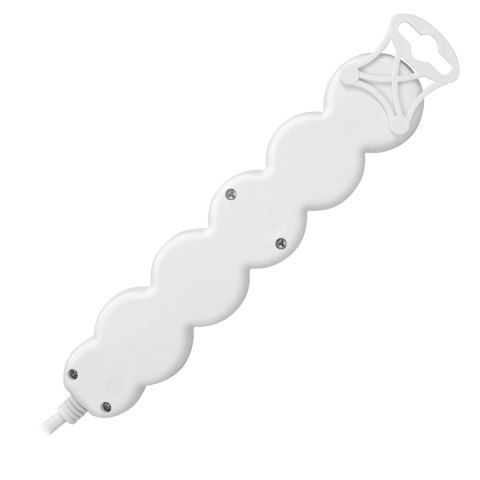 Przedłużacz 5-krotny 2P+Z (Schuko), 1,5m H05VV-F 3x1,5mm2, Imax=16A, płaska wtyczka, biały