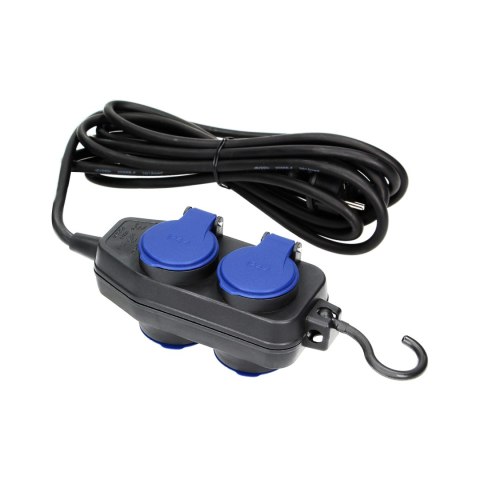 Przedłużacz warsztatowy bryzgoszczelny IP44, 4 gniazda (2+2) 2P+Z, IP44, przewód gumowy, H05RR-F 3x1,5mm?, długość 5m