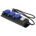 Przedłużacz warsztatowy bryzgoszczelny z wyłącznikiem IP44, 3 gniazda 2P+Z IP44, przewód gumowy, H05RR-F 3x1,5mm?, 5m