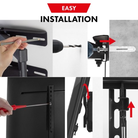 Uchwyt do telewizora lub monitora Maclean, uniwersalny, max VESA 400x400, 26-55", 30kg, czarny, MC-760