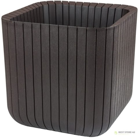 Doniczka Keter Cube Wood Planter M brązowa Doniczka Keter Cube Wood Planter M brązowa