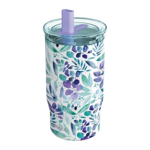 Quokka Mist - Kubek termiczny ze stali nierdzewnej 720 ml ze słomką (Violet Blooms)