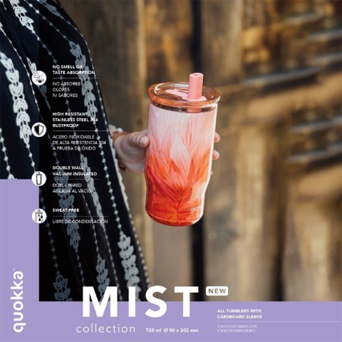 Quokka Mist - Kubek termiczny ze stali nierdzewnej 720 ml ze słomką (Violet Blooms)