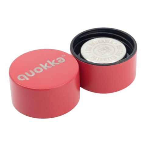 Quokka Solid With Strap - Butelka termiczna ze stali nierdzewnej 630 ml z paskiem (Cherry Red)