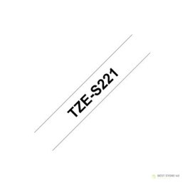 Brother | S221 | Taśma laminowana | Termiczna | Czarna na białym | Rolka (0,9 cm x 8 m)