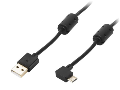 Przyłącze usb a - micro b 1,0m kątowe czarne gold blister