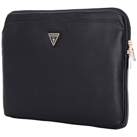 Guess Grained Zipper Pocket Triangle Logo Sleeve - Etui na notebooka 14" (czarny)