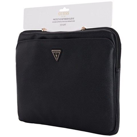 Guess Grained Zipper Pocket Triangle Logo Sleeve - Etui na notebooka 14" (czarny)
