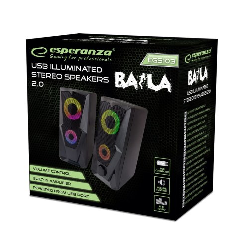 EGS103 Esperanza głośniki 2.0 usb led rainbow baila