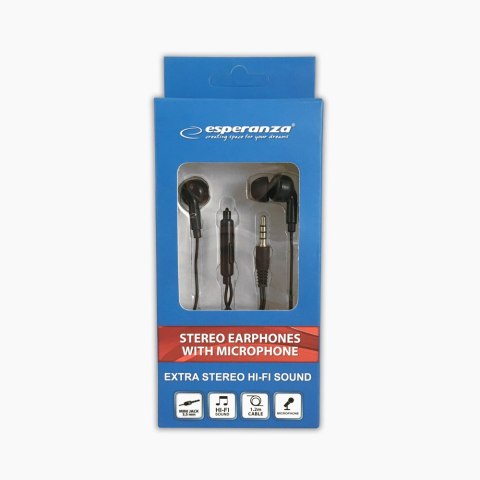 EH190K Esperanza słuchawki douszne z mikrofonem eh190 czarne