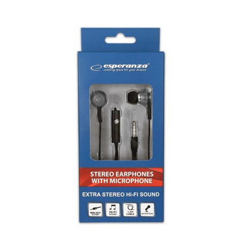 EH192K Esperanza słuchawki douszne z mikrofonem eh192 czarno-grafitowe