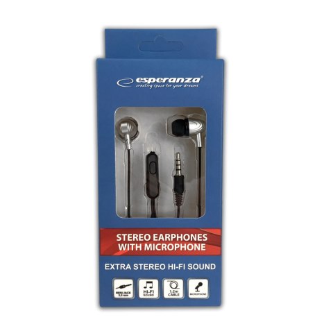 EH193KW Esperanza słuchawki douszne z mikrofonem eh193 czarno-białe