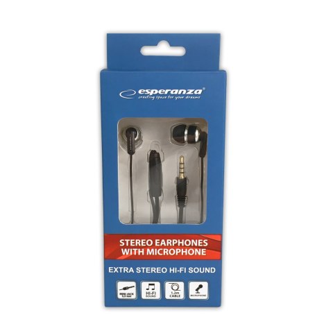 EH194K Esperanza słuchawki douszne z mikrofonem eh194 czarne