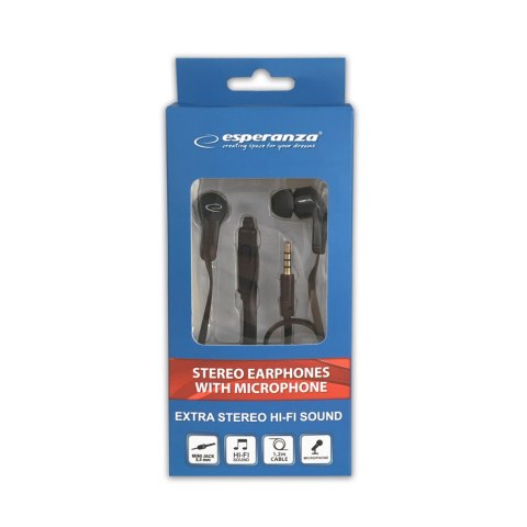 EH196K Esperanza słuchawki douszne z mikrofonem eh196 czarne