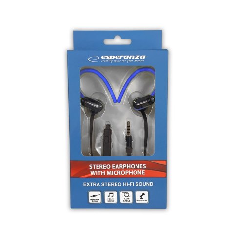 EH197KB Esperanza słuchawki douszne z mikrofonem eh197 czarno-niebieskie