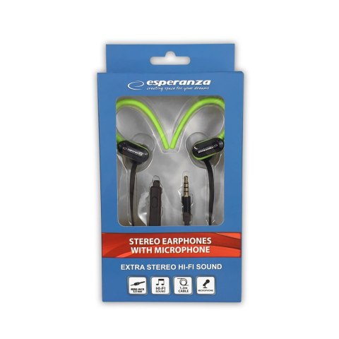 EH197KG Esperanza słuchawki douszne z mikrofonem eh197 czarno-zielone