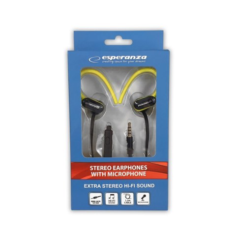 EH197KY Esperanza słuchawki douszne z mikrofonem eh197 czarno-żółte