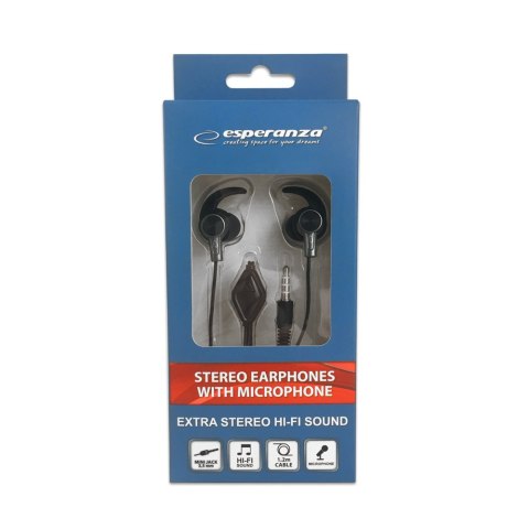 EH198KS Esperanza słuchawki douszne z mikrofonem eh198 czarno-grafitowe