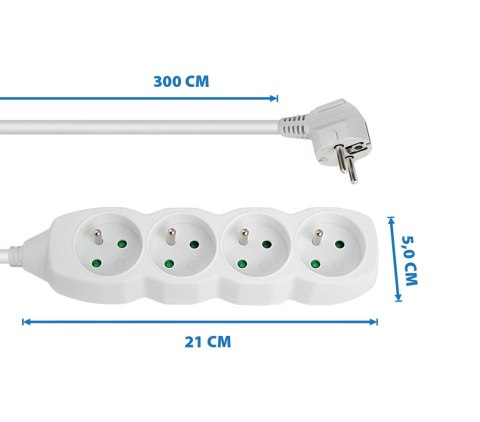 ELK206W Esperanza listwa zasilająca 4 gn. 3m biała
