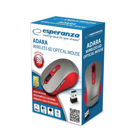 EM131R Esperanza mysz bezprz. 2.4ghz 6d opt. usb adara czerwona