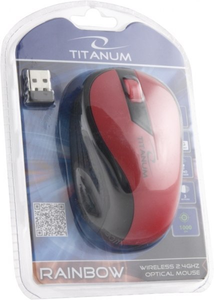 TM114R Titanum mysz bezprz. 2.4ghz 3d opt. usb rainbow czerwona